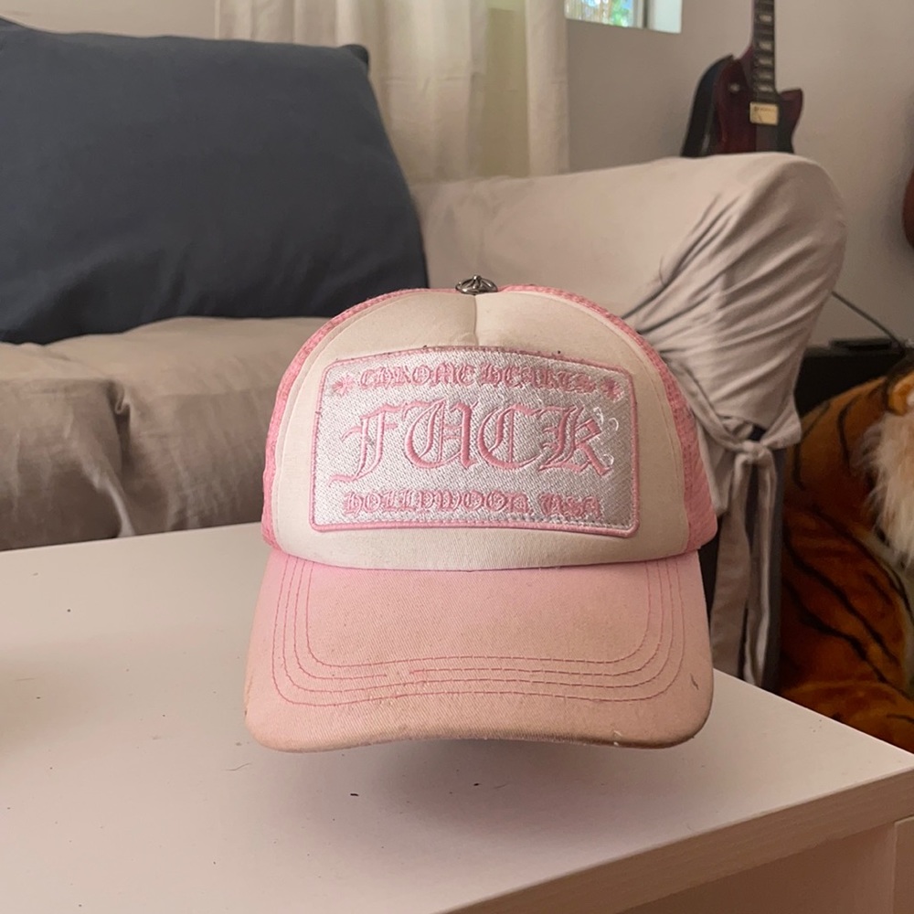 COPY - RARE PINK CHROME HEARTS TRUCKER HAT